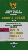 undang-undang nomor 14 tahun 2005 guru dan dosen dan uu RI Nomor 20 TH 2003