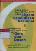 Undang-Undang Republik Indonesia Nomor 20 Tahun 2003 Tentang Sistem Pendidikan Nasional