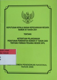 Keputusan Kepala Badan Kepegawaian Negara no.09 Thn 2001