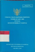 Undang-Undang Republik Indonesia No.20 Thn 2003 tentang Sistem pendidikan Nasional versi  (Buku Besar)