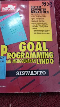 Goal programming dengan menggunakan lindo