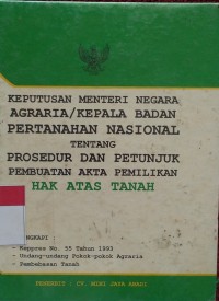 Image of Keputusan menteri negara Agraria/kepala badan pertanahan Nasdional