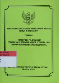 Image of Keputusan Kepala Badan Kepegawaian Negara no.09 Thn 2001