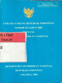 Image of Undang-Undang Republik Indonesian No.20 Thn 2003 versi  (buku kecil)