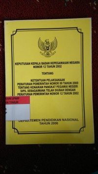 Image of Keputusan Kepala Badan Kepegawaian Negara no.12 Thn 2002
