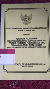 Image of Keputusan Kepala Badan Kepegawaian Negara No.11 Thn 2002